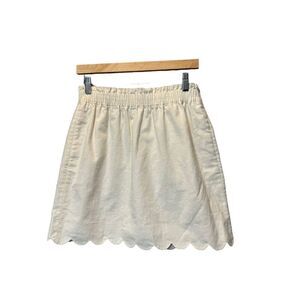 J.Crew White Linen Scalloped Hem Mini Skirt Size 8